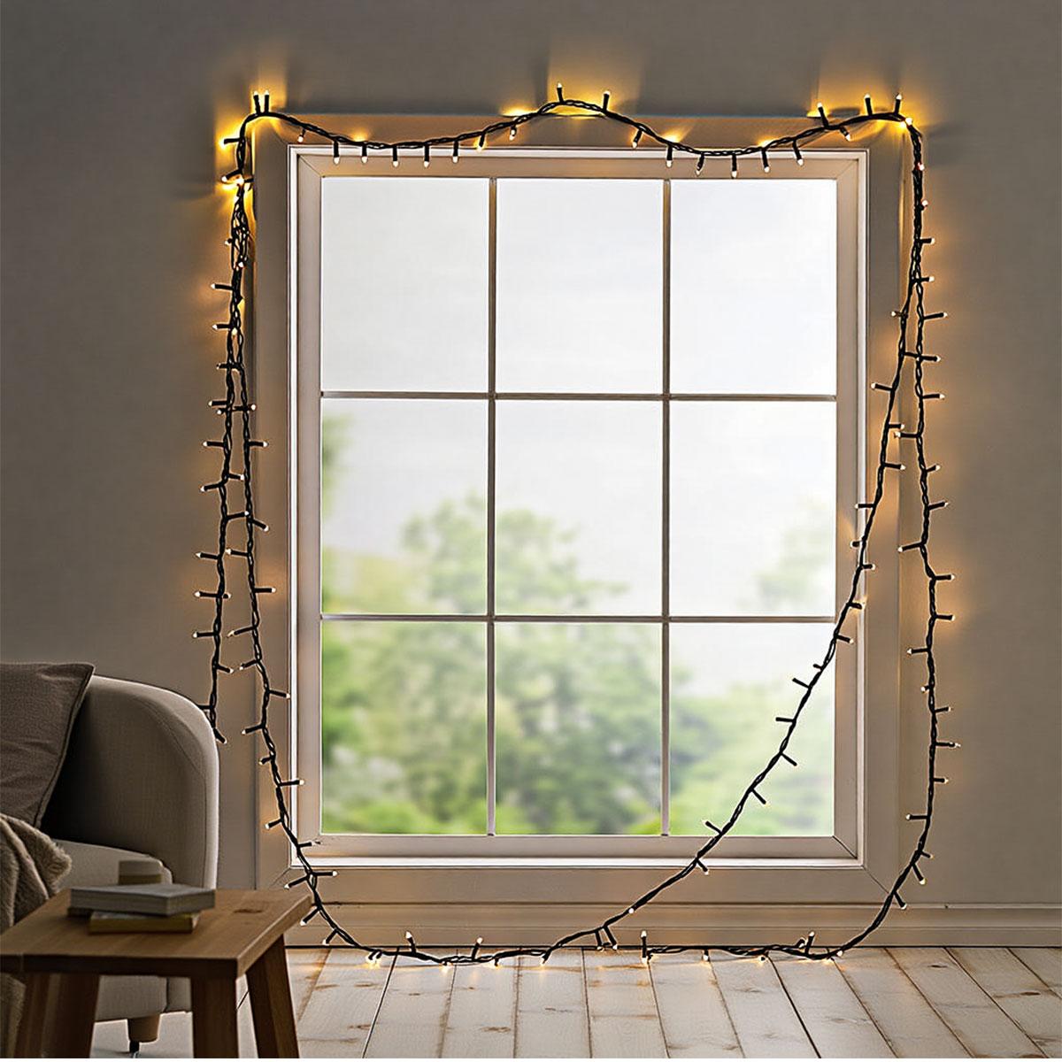 Новорічна гірлянда кімнатна нитка 22 м 220 LED чорний провід Жовтий W220LED22MBY