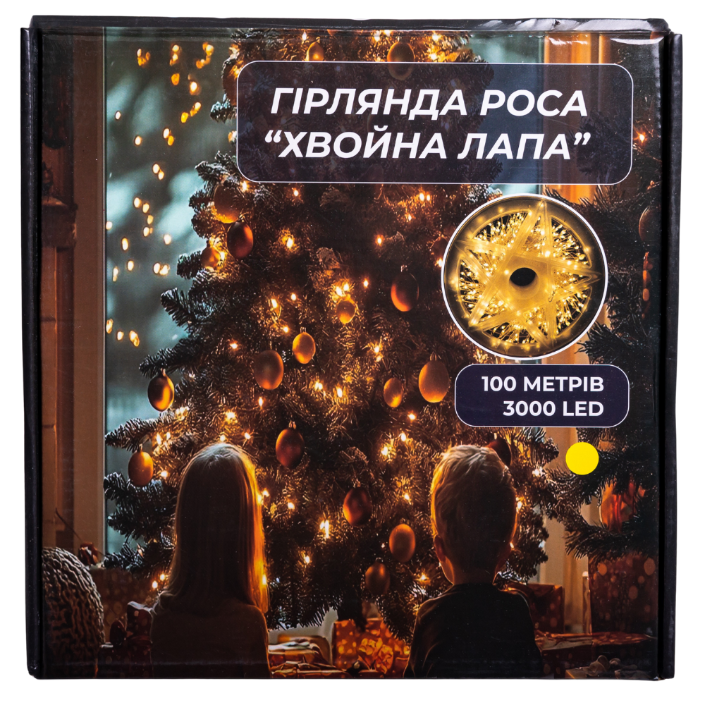 Новорічна гірлянда Хвойна лапа 100 м 3000 LED білий провід Жовте сяйво D3000L100MWY