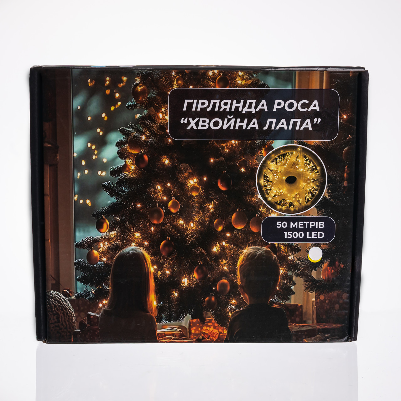 Новорічна гірлянда кімнатна роса Хвойна лапа 50 м 1500 LED білий провід Біле сяйво D1500L50MWW