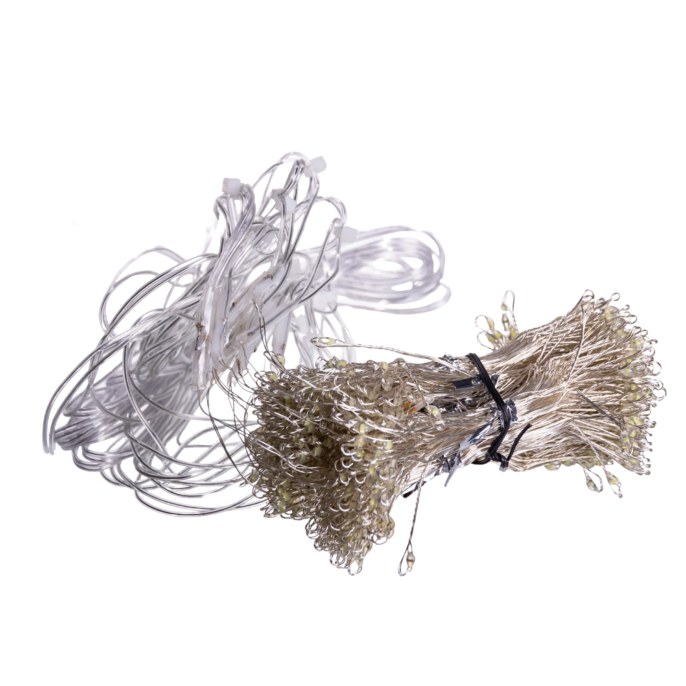 Новорічна гірлянда кімнатна штора роса Хвойна лапа 3х3 м 600 LED Біле світло D600LED3MW