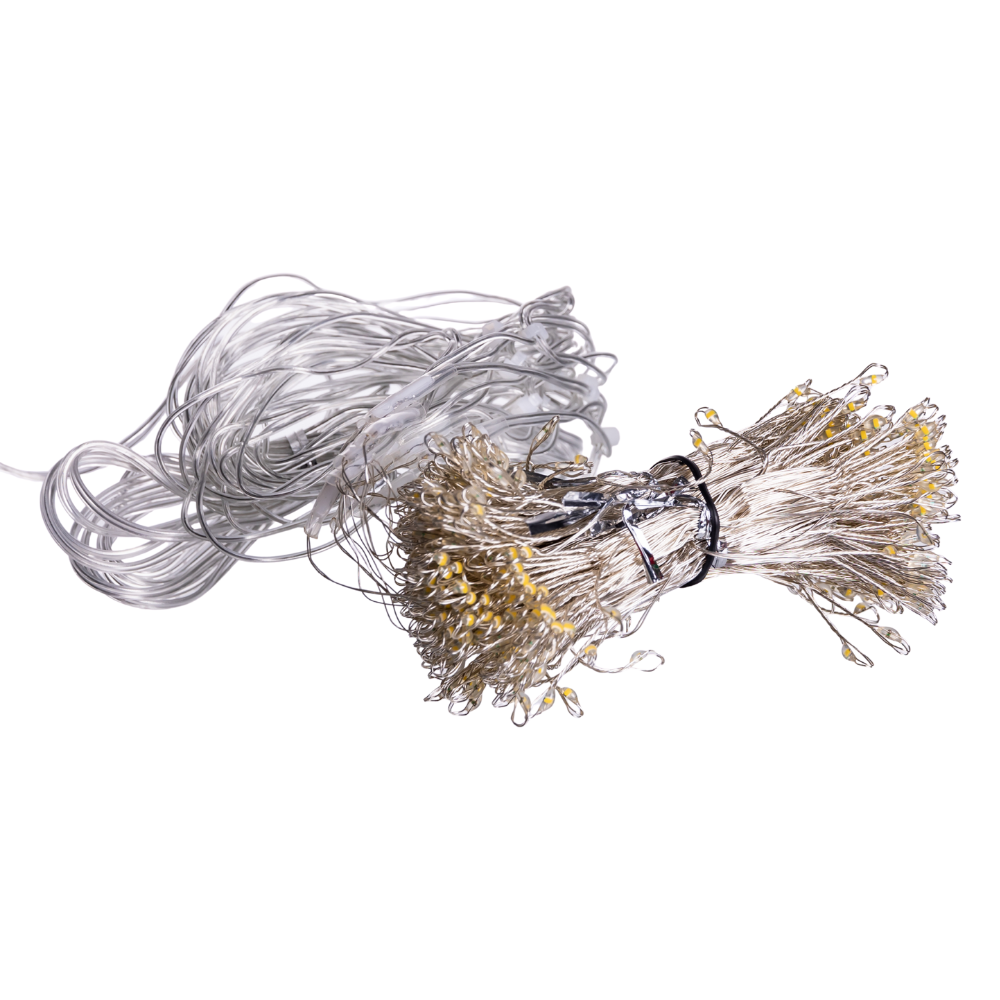 Новорічна гірлянда кімнатна штора роса Хвойна лапа 3х3 м 600 LED Жовте світло D600LED3MY