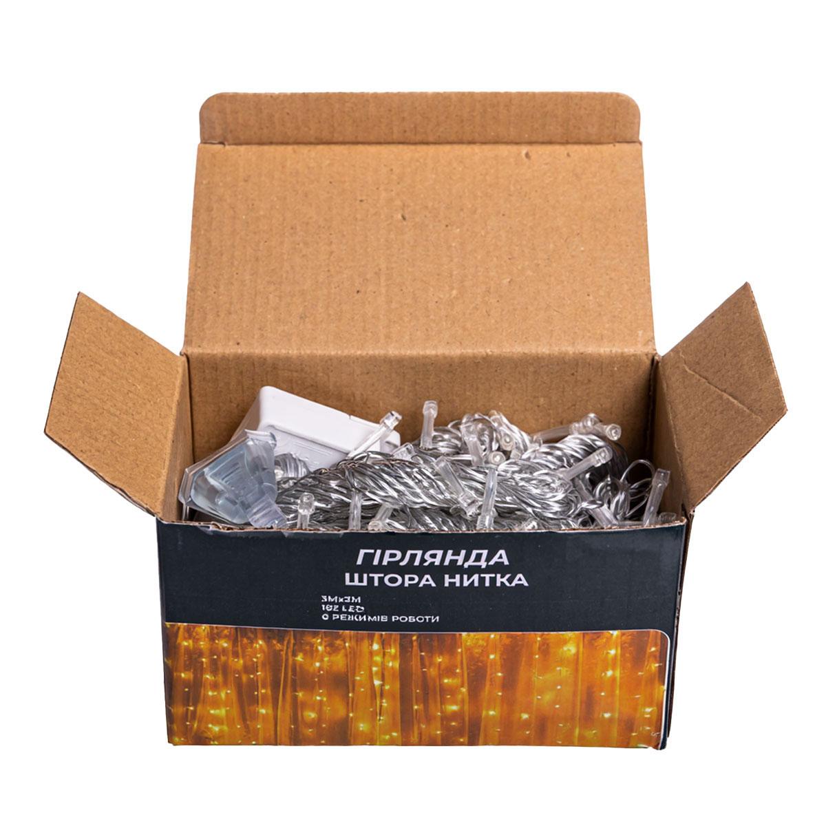 Новорічна гірлянда штора 3х3 м 192 LED кімнатна білий провід Жовтий ZWM33192LEDY