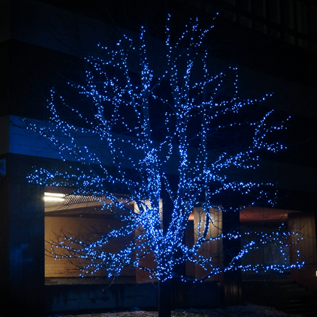 Новорічна гірлянда вулична 100 м 1000 LED із сонячною батареєю 8 режимів роботи чорний провід Синій SB1000L100MBBL