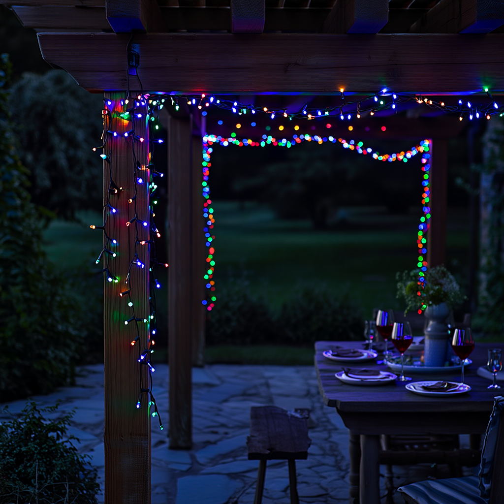 Новорічна гірлянда вулична 30 м 300 LED з сонячною батареєю чорний провід Мультиколір SB300L30MBML