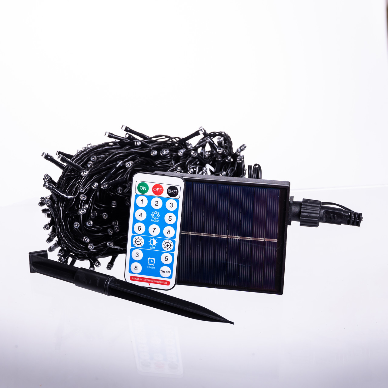 Новорічна гірлянда вулична 30 м 300 LED з сонячною батареєю чорний провід Мультиколір SB300L30MBML