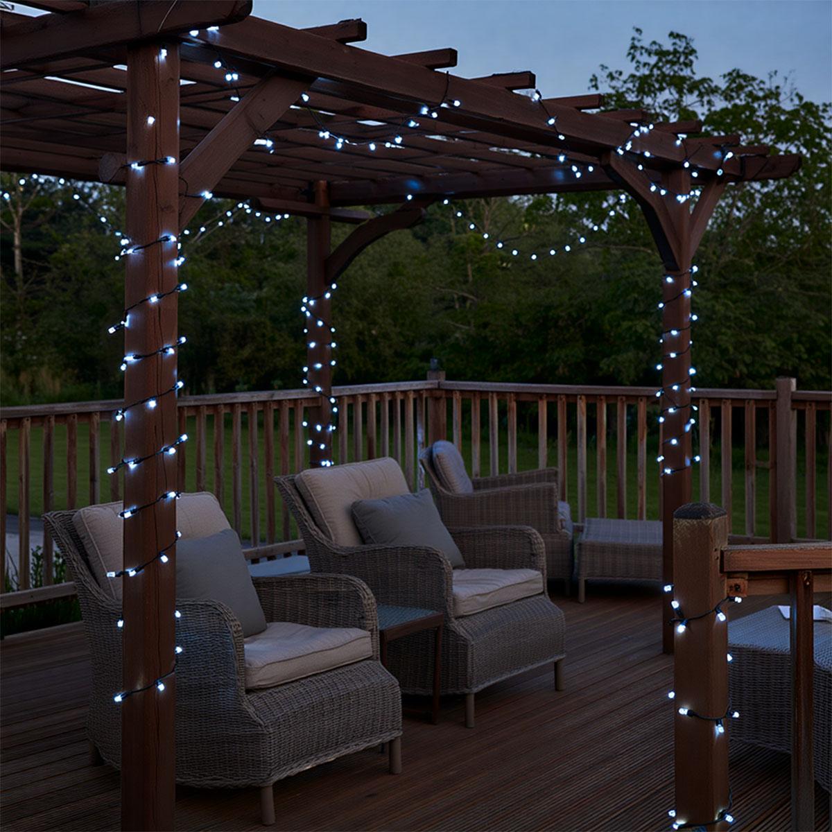 Новорічна гірлянда вулична 50 м 500 LED з сонячною батареєю чорний провід Білий SB500L50MBW