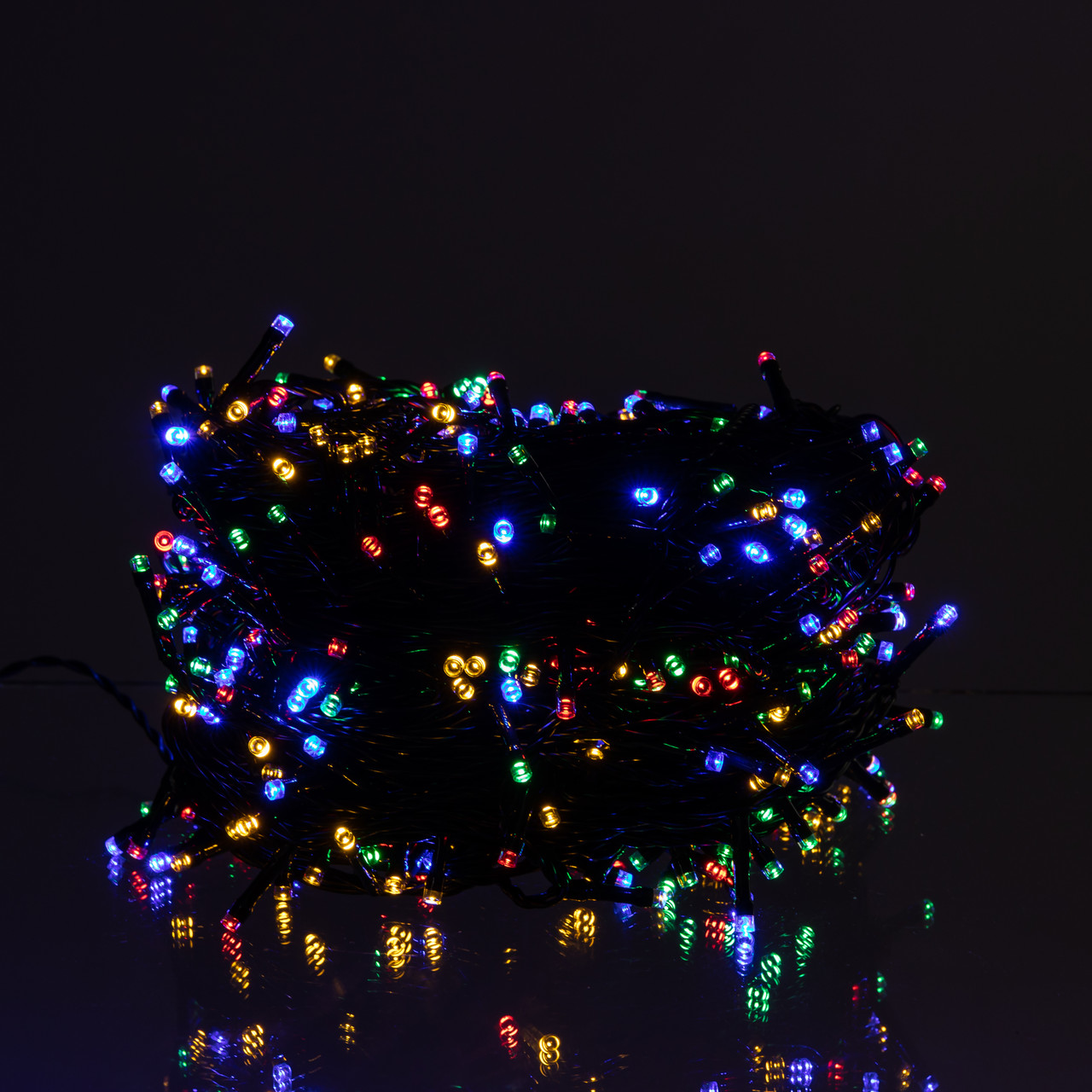 Новорічна гірлянда вулична 50 м 500 LED з сонячною батареєю чорний провід Мультиколір SB500L50MBML