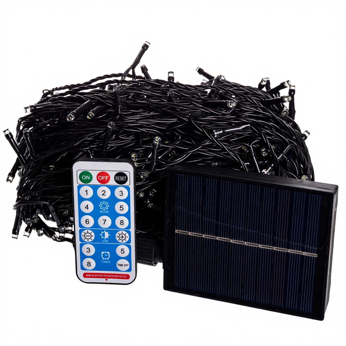 Новорічна гірлянда вулична 50 м 500 LED з сонячною батареєю чорний провід Мультиколір SB500L50MBML