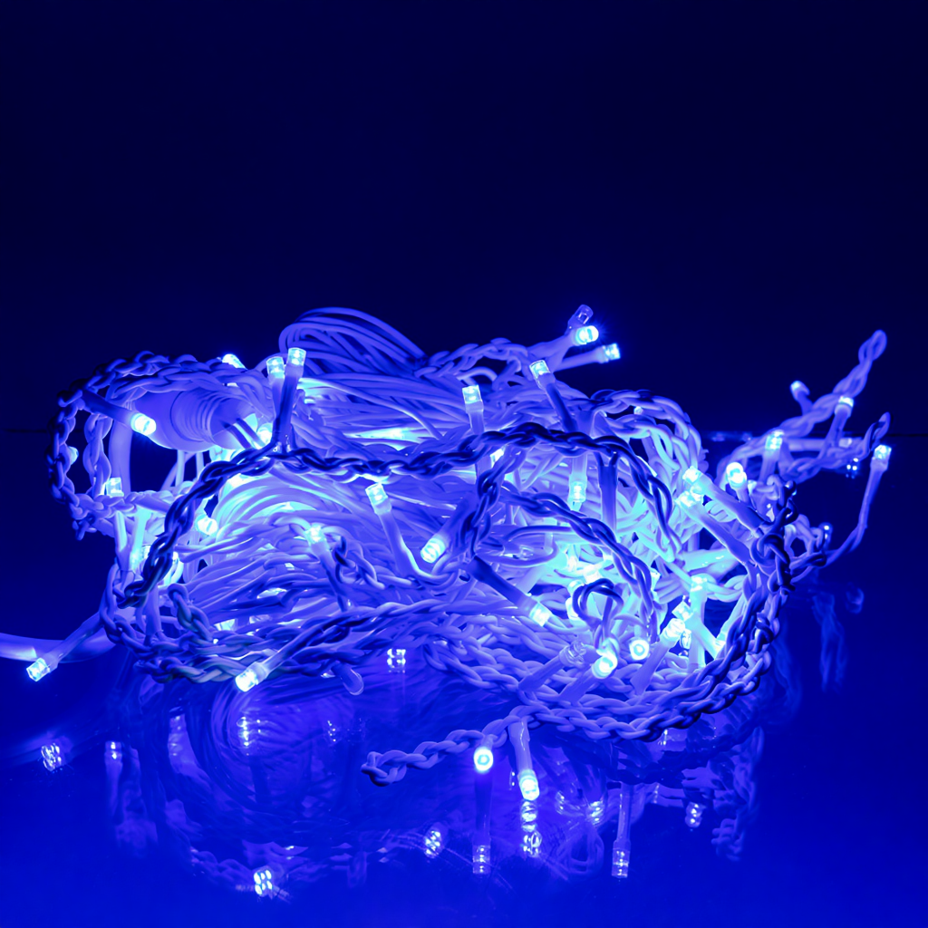 Новорічна гірлянда вулична Бахрома 6 м 105 LED білий провід Синій 6МWBL