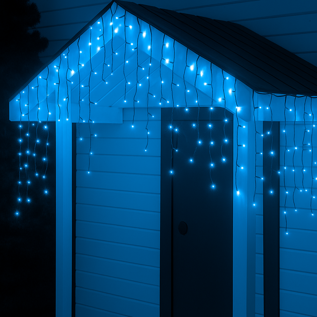 Новорічна гірлянда вулична Бахрома 6 м 105 LED білий провід Синій 6МWBL