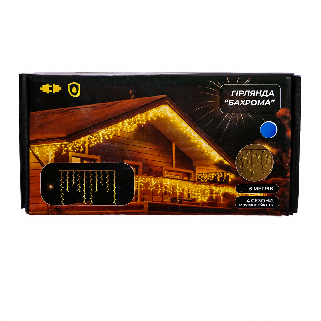 Новорічна гірлянда вулична Бахрома 6 м 105 LED білий провід Синій 6МWBL