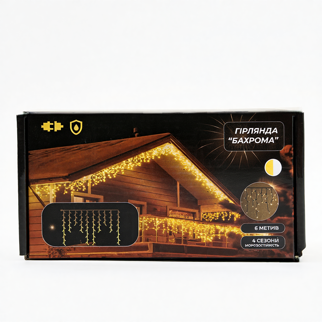 Новорічна гірлянда вулична Бахрома 6 м 105 LED білий провід Жовтий 6МWY