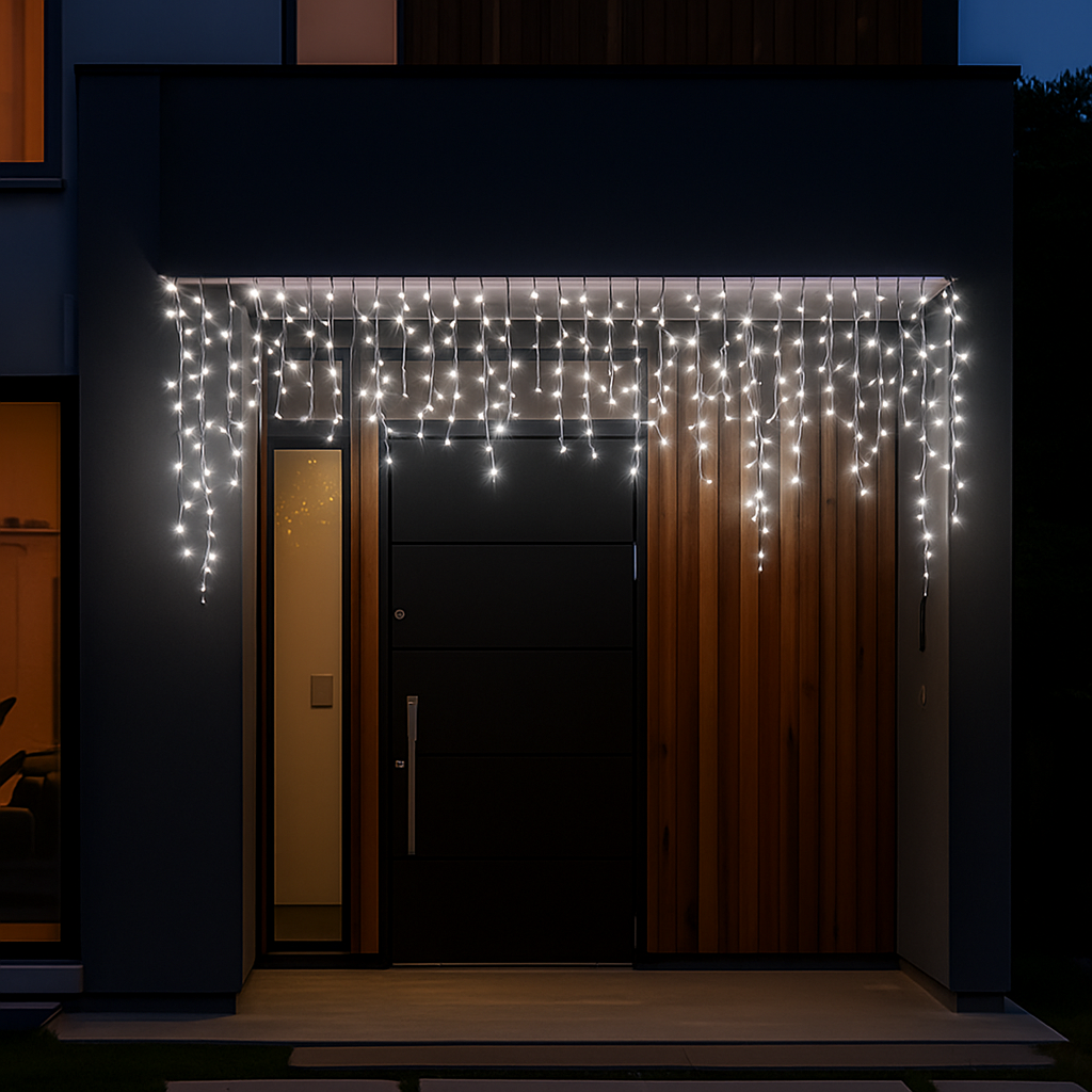 Новорічна гірлянда вулична Бахрома 6 м 105 LED чорний провід Білий 6МBW