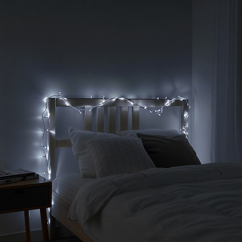 Новорічна кімнатна гірлянда нитка 6 м 50 LED білий провід Білий W50LED6MWW