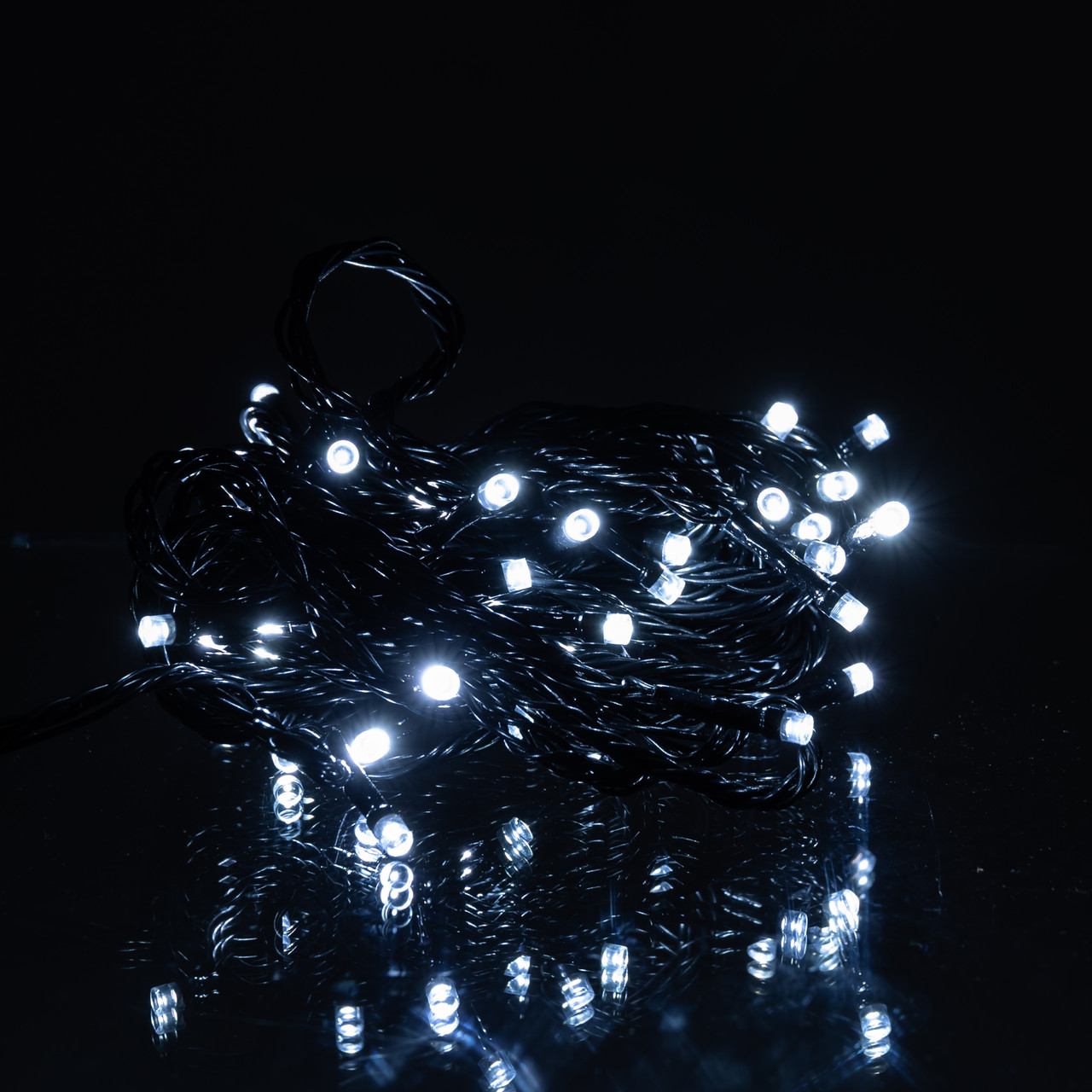 Новорічна кімнатна гірлянда нитка 6 м 50 LED чорний провід Білий W50LED6MBW