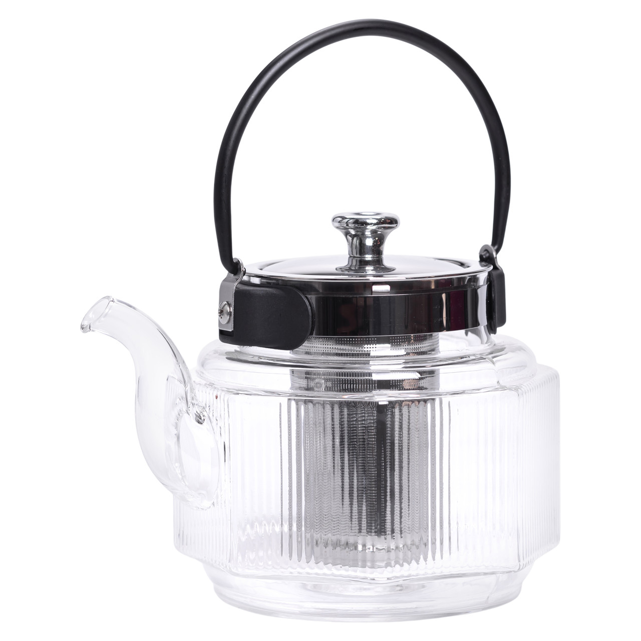 Заварник скляний чайник 1.1 л з ручкою і фільтром прозорий HP-33-4