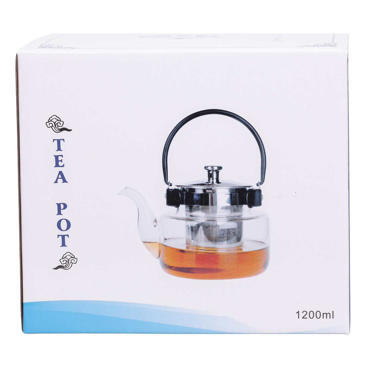 Заварник скляний чайник 1.1 л з ручкою і фільтром прозорий HP-33-4