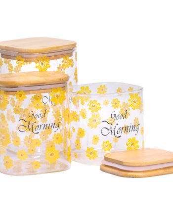 Банки для сипучих продуктів набір з 3 шт з бамбуковими кришками 700 (мл), 900 (мл), 1.2 (л) HP-33-3