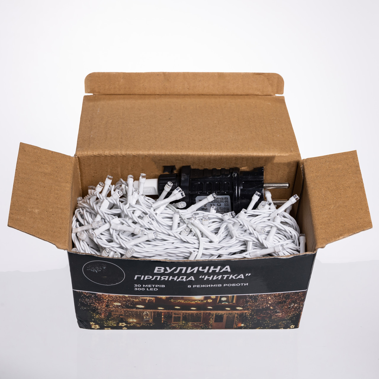 Гірлянда Нитка вулична 30 м 300 LED білий провід Синій CF300L30MWBL