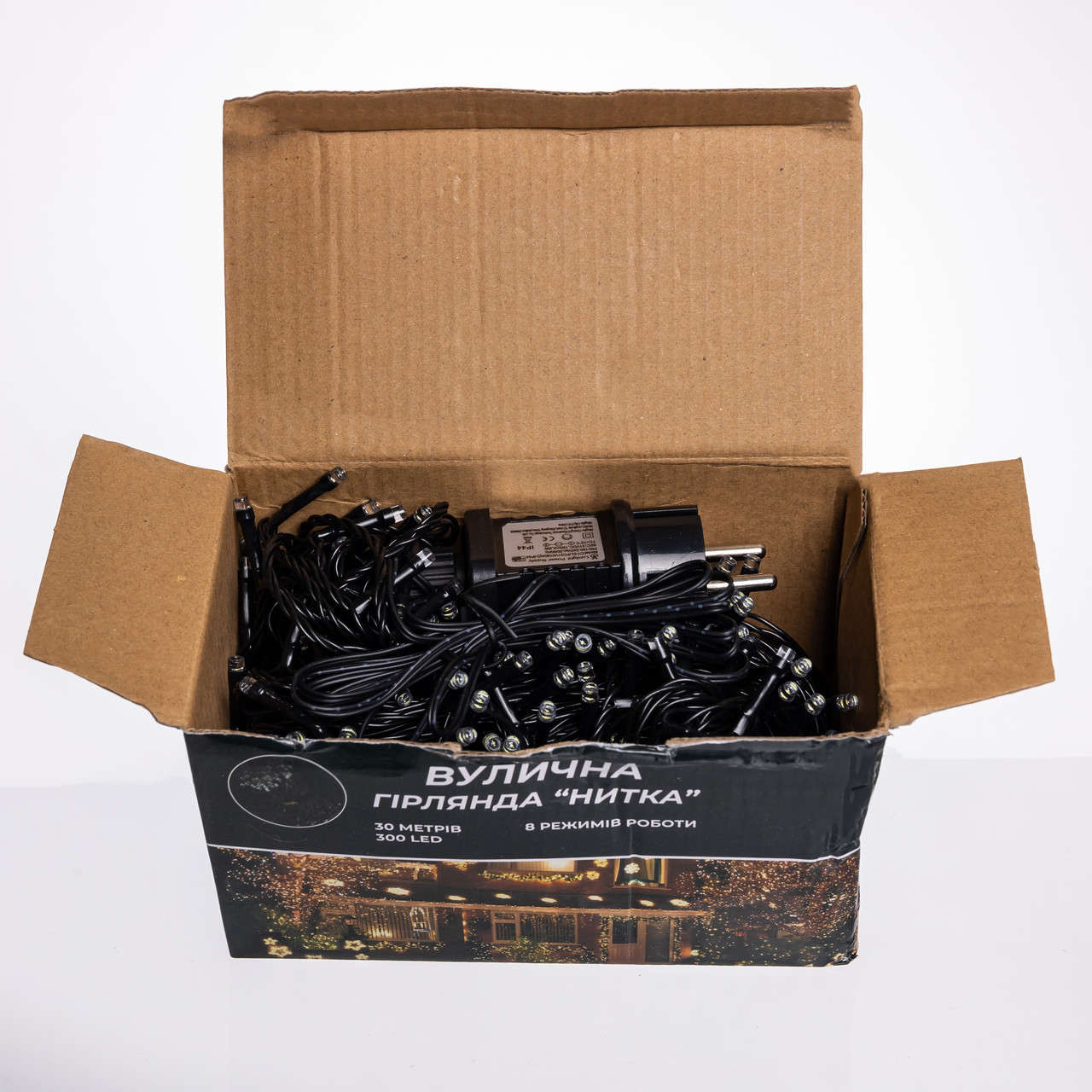 Гірлянда Нитка вулична 30 (м) 300 LED чорний провід Білий CF300L30MBW