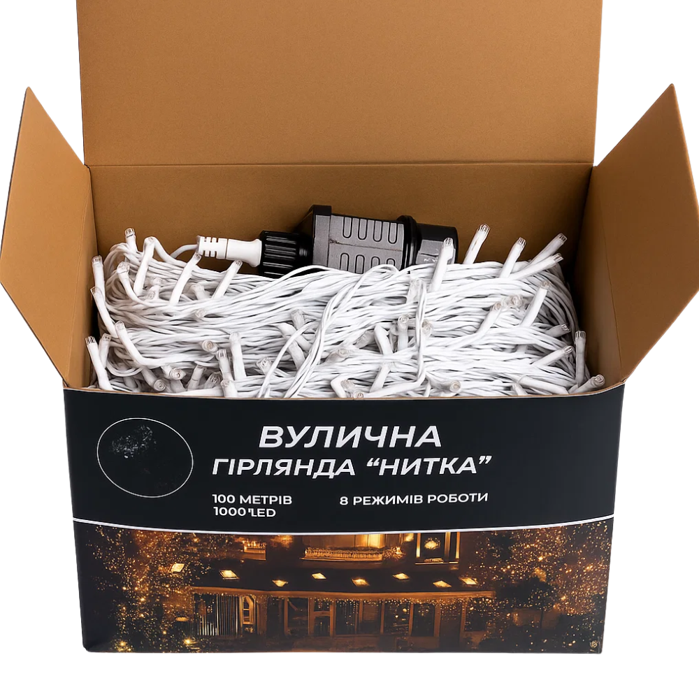 Гірлянда Різдвяна фея вулична 100 м 1000 LED білий провід Синій CF1000L100MWBL