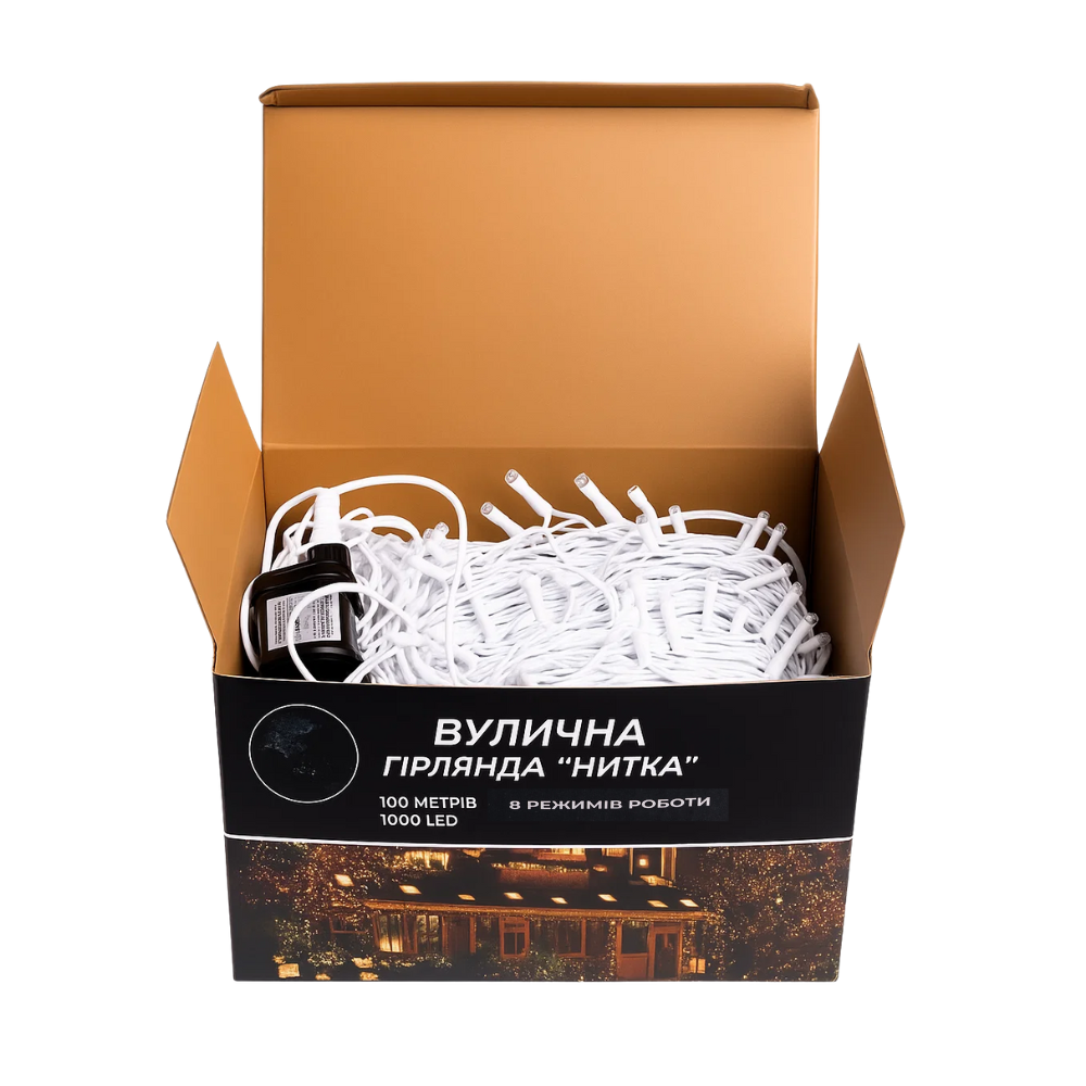 Гірлянда Різдвяна фея вулична 100 м 1000 LED білий провід Жовтий CF1000L100MWY
