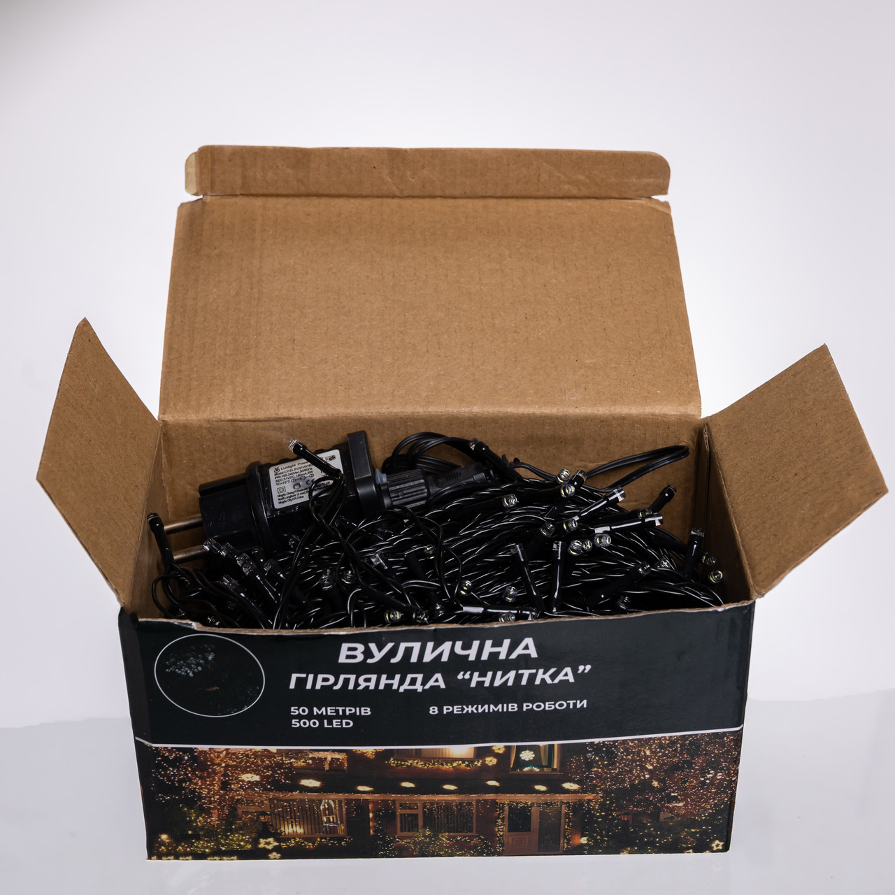 Гірлянда Різдвяна фея вулична 50 (м) 500 LED чорний провід Білий CF500L50MBW