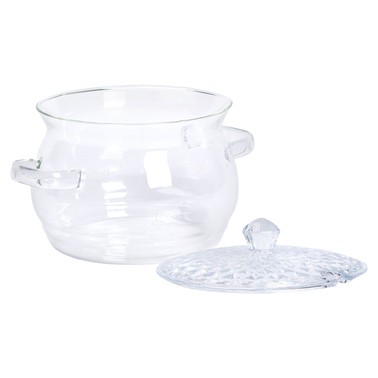 Каструля скляна з кришкою 2 літри з боросилікатного скла посуд супниця скляна з кришкою HP-34-6