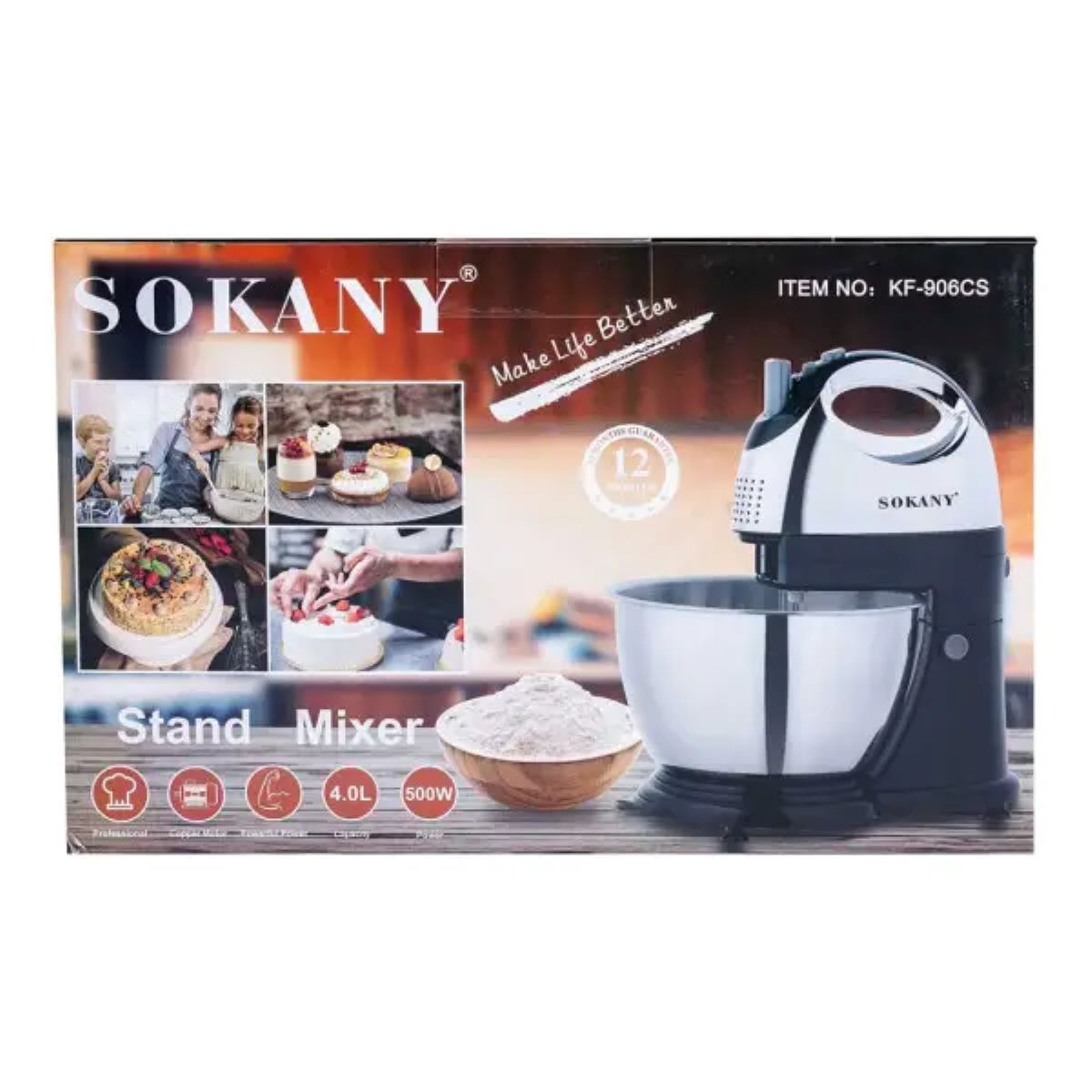 Міксер стаціонарний Sokany KF-906CS з чашею на 4 л 500Вт