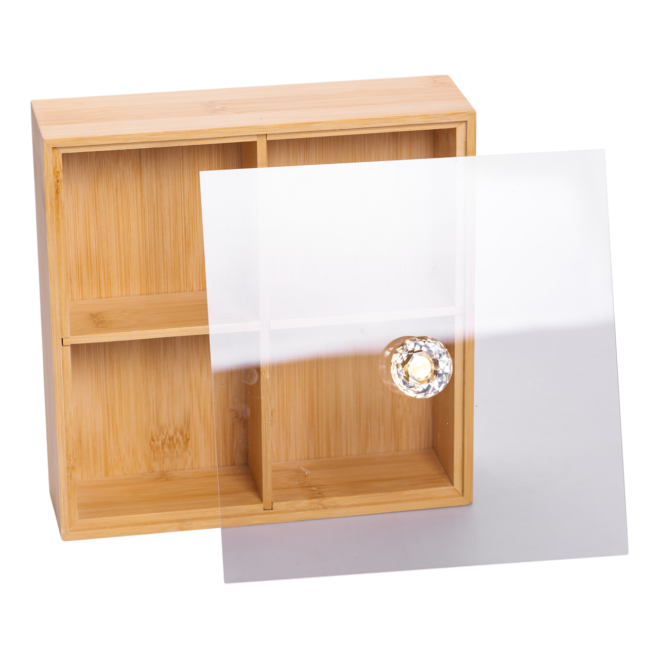 Менажниця дерев'яна на 4 секції з кришкою для закусок 22×22×8 (см) квадратна HB-40-2