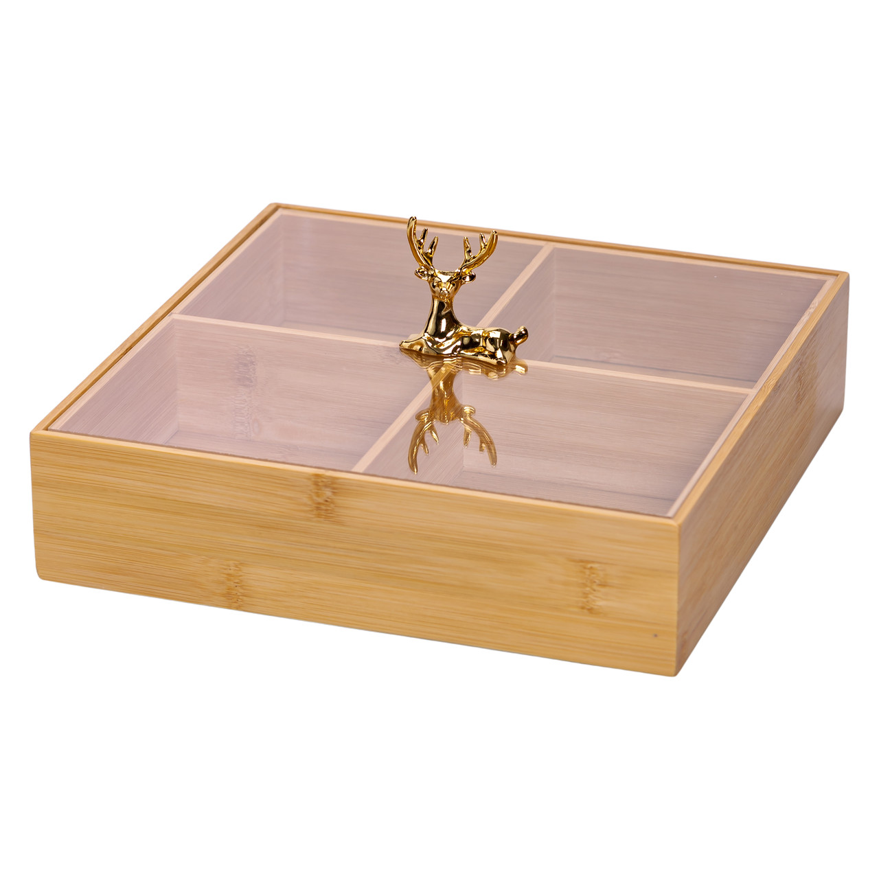 Менажниця дерев&apos;яна на 4 секції з кришкою квадратна HB-40-1