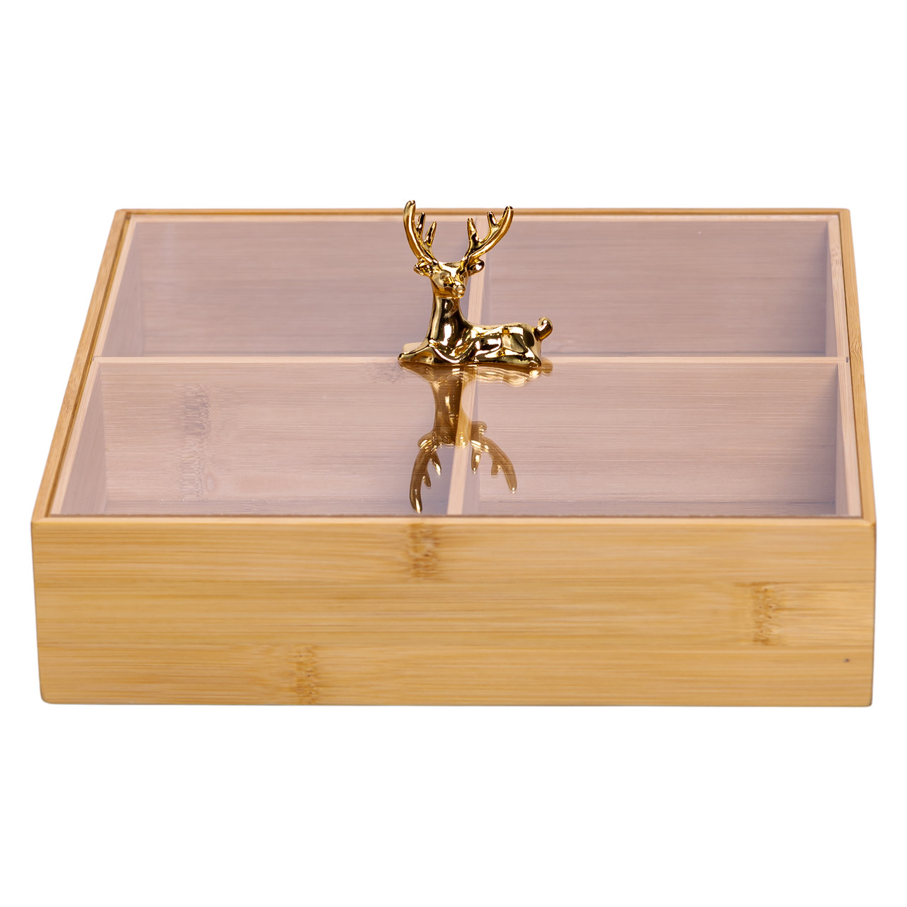 Менажниця дерев&apos;яна на 4 секції з кришкою квадратна HB-40-1