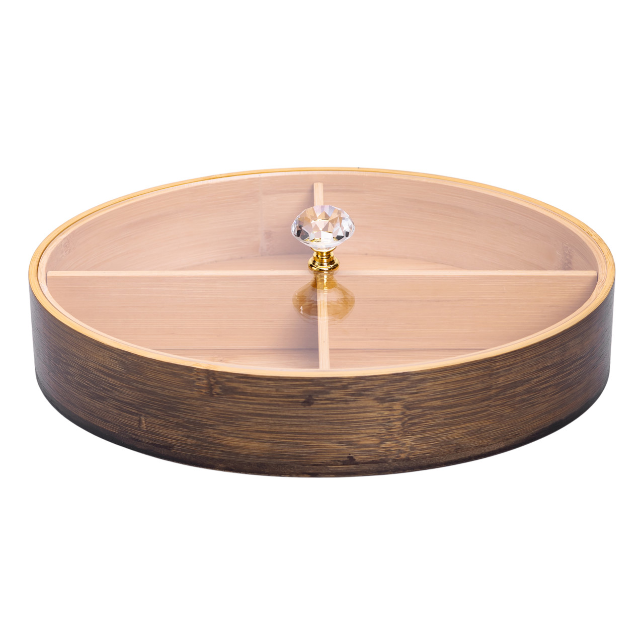 Менажниця дерев'яна на 4 секції зі скляною кришкою для закусок овальна HB-40-8