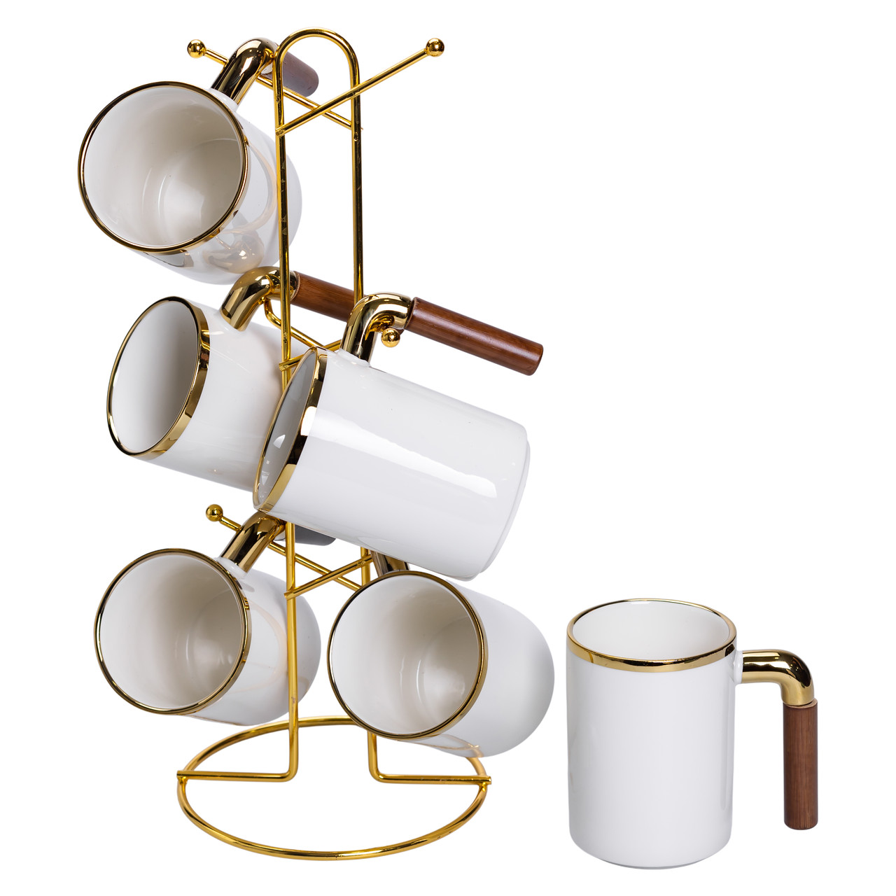 Набір чашок на металевій підставці 6 (шт) по 400 (мл) Білий HP-26-11