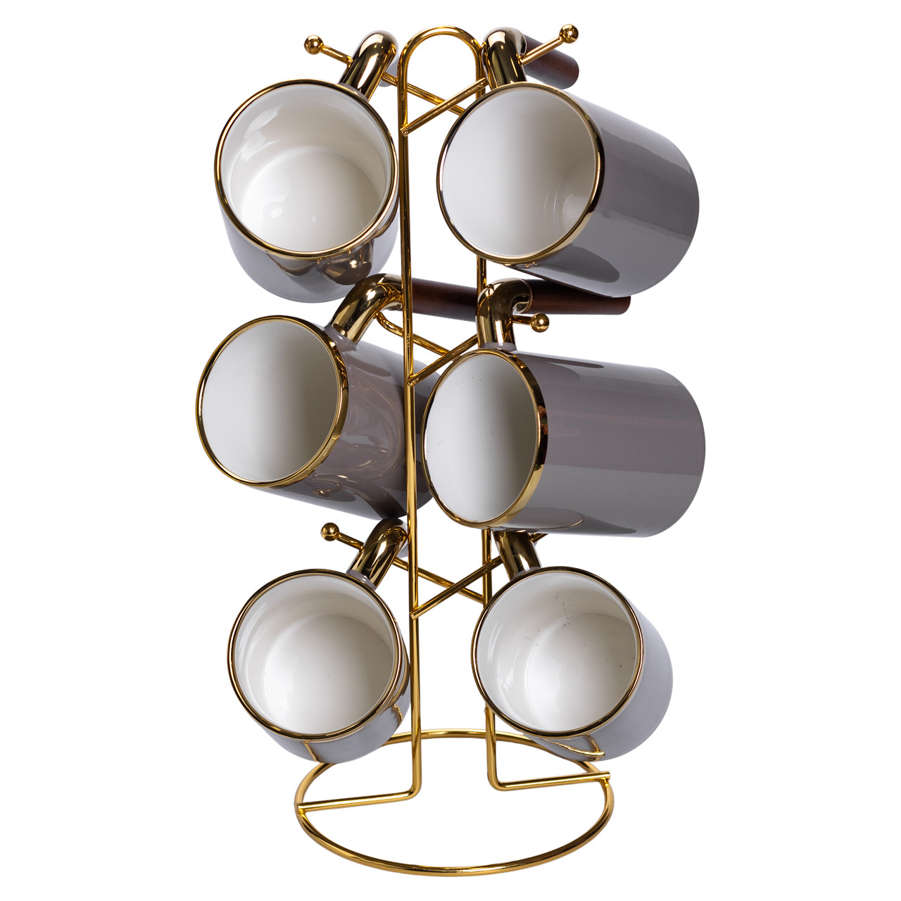 Набір чашок на металевій підставці 6 (шт) по 400 (мл) Сірий HP-26-12