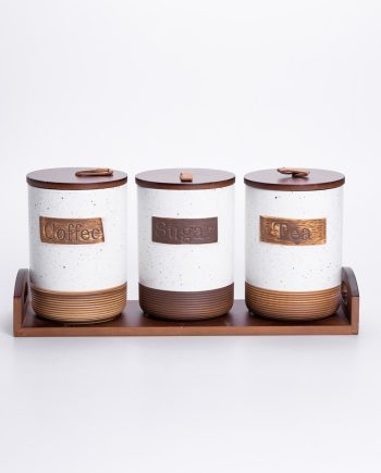 Набір порцелянових банок для сипучих 3 шт по 800 мл з кришками Бежевий HP-26-1BE