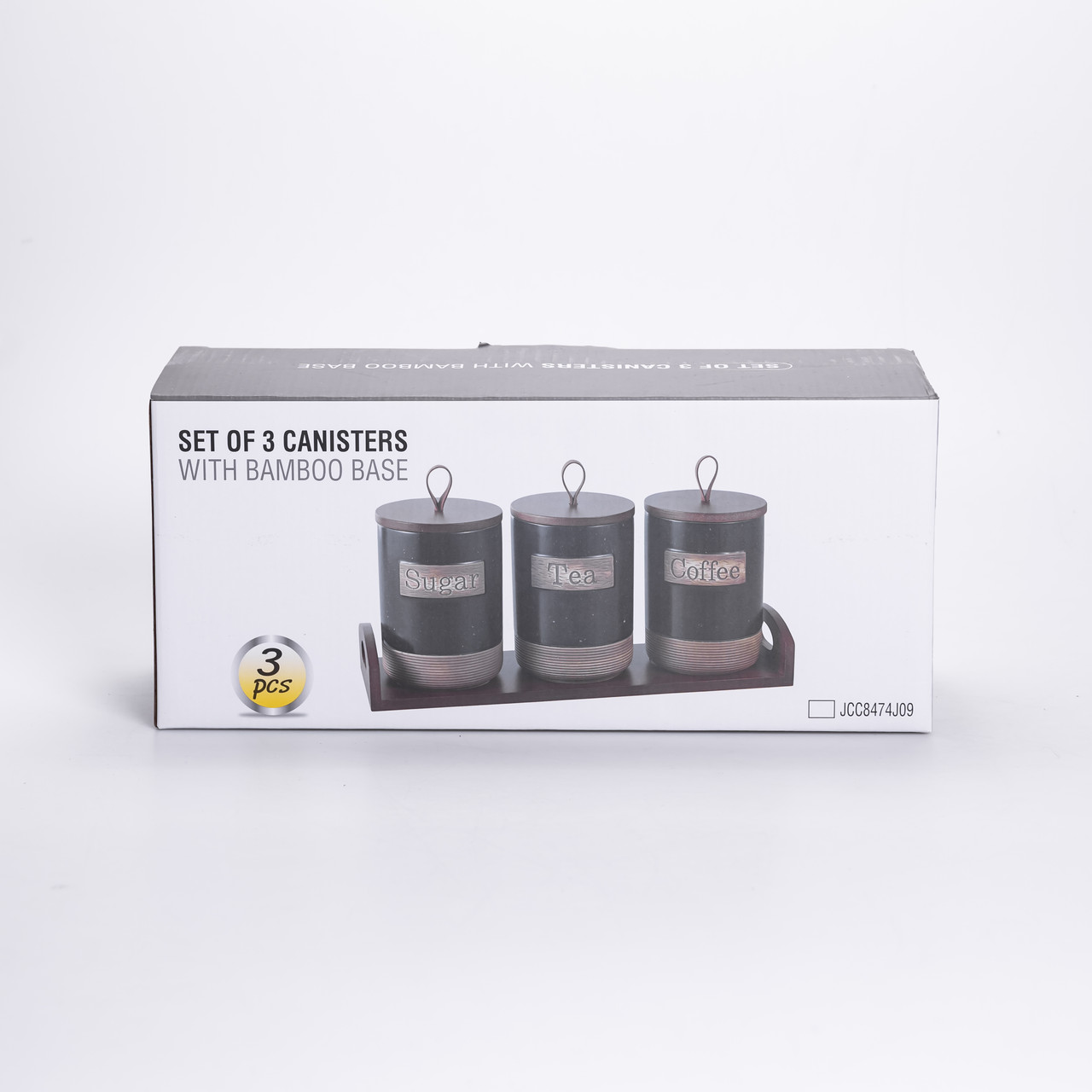 Набір порцелянових банок для сипучих 3 шт по 800 мл з кришками Бежевий HP-26-1BE