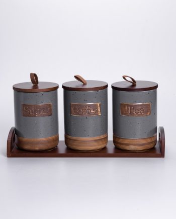 Набір порцелянових банок для сипучих 3 шт по 800 мл з кришками Сірий HP-26-1G