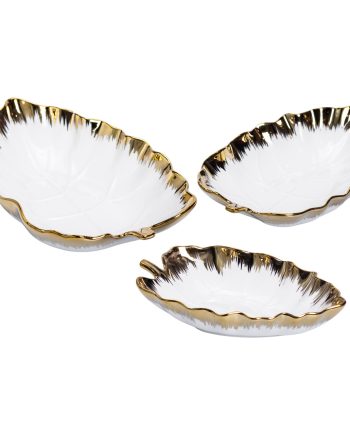 Набір порцелянових страв для сервірування столу 3 (шт) у формі листа Золотистий HP-26-10