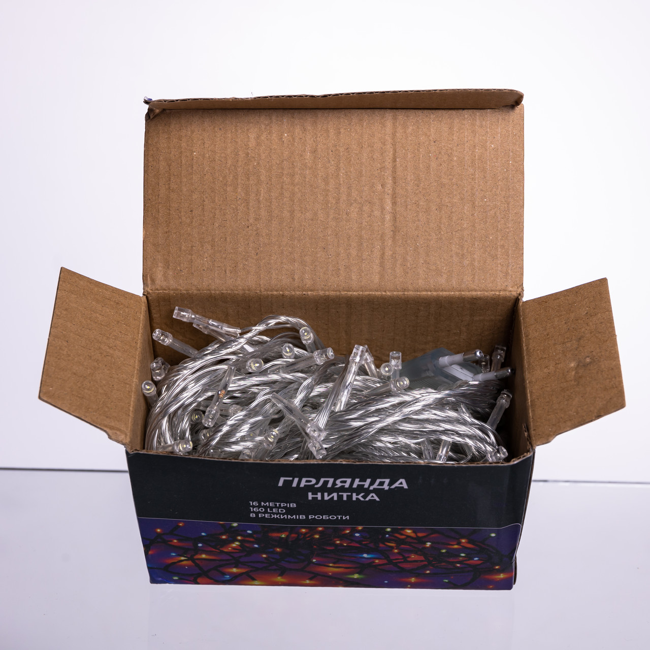 Новорічна гірлянда кімнатна нитка 14 м 160 LED кімнатна гірлянда білий провід Біле світло W160LED16MWW