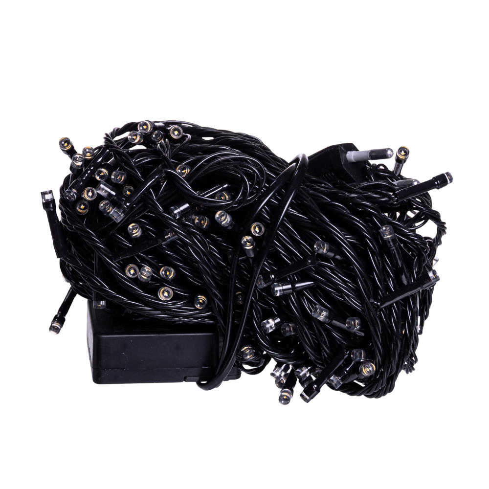 Новорічна гірлянда кімнатна нитка 14 м 160 LED кімнатна гірлянда чорний провід Біле світло W160LED16MBW