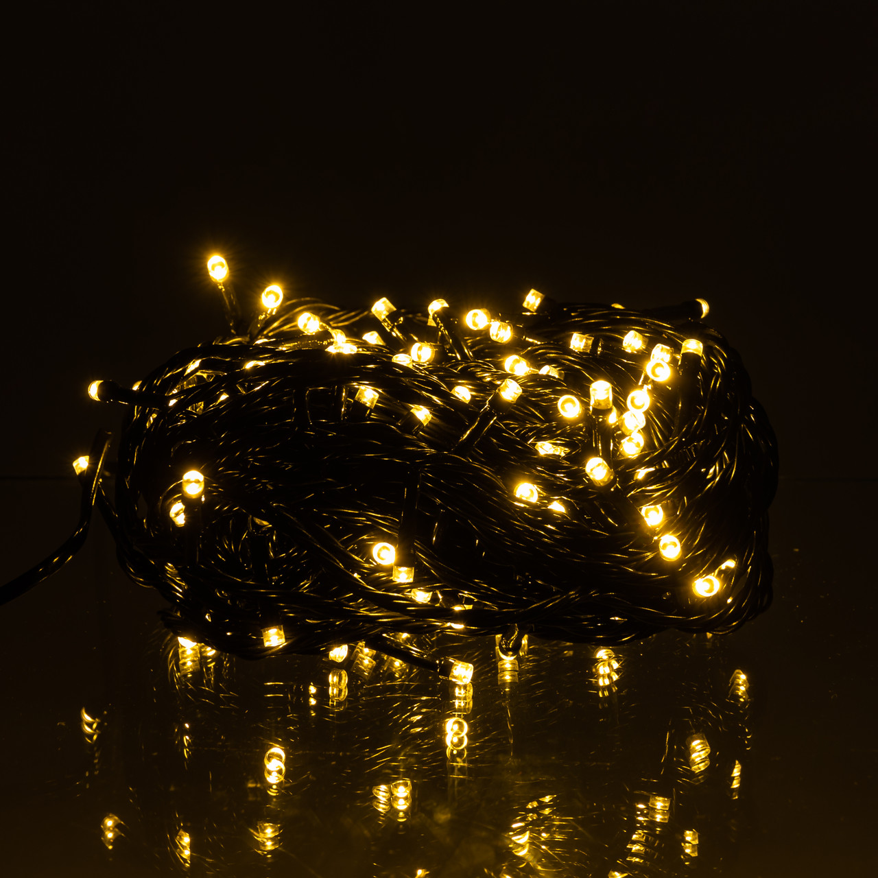 Новорічна гірлянда кімнатна нитка 14 м 160 LED чорний провід Жовтий W160LED16MBY