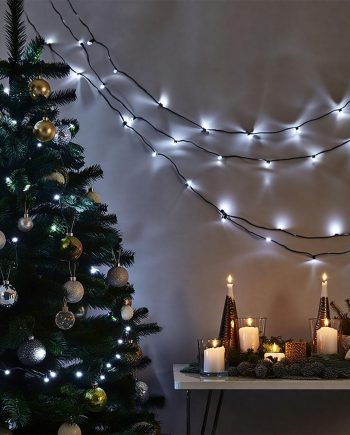 Новорічна гірлянда кімнатна нитка 18 м 180 LED кімнатна гірлянда чорний провід Біле світло W180LED18MBW