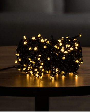 Новорічна гірлянда кімнатна нитка 18 м 180 LED кімнатна гірлянда чорний провід Жовте світло W180LED18MBY