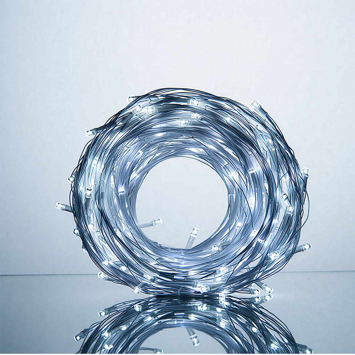 Новорічна гірлянда кімнатна нитка 22 м 220 LED кімнатна гірлянда білий провід Біле світло W220LED22MWW