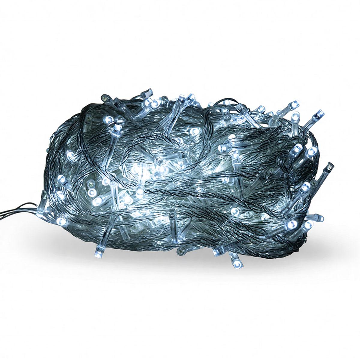 Новорічна гірлянда кімнатна нитка 22 м 220 LED кімнатна гірлянда білий провід Біле світло W220LED22MWW