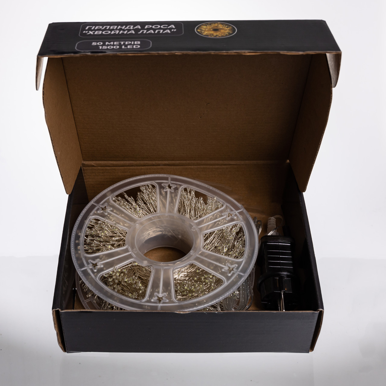 Новорічна гірлянда кімнатна роса Хвойна лапа 50 м 1500 LED білий провід Біле сяйво D1500L50MWW