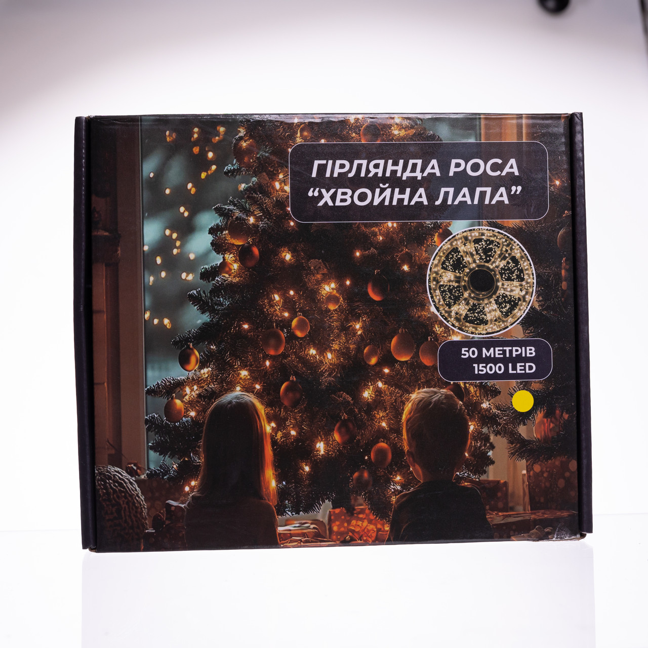 Новорічна гірлянда кімнатна роса Хвойна лапа 50 м 1500 LED зелений провід Жовте сяйво D1500L50MGY