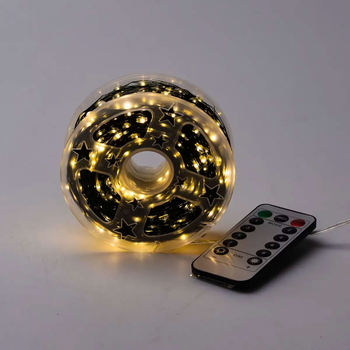 Новорічна гірлянда кімнатна Роса з пультом 100 м 1000 LED нитка зелений провід Жовте сяйво 1000L100MGY