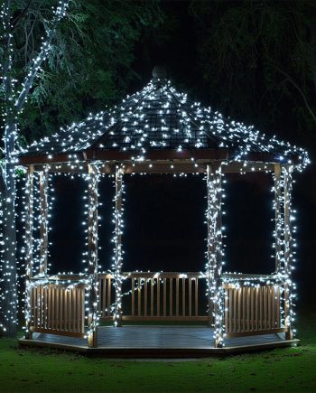 Новорічна гірлянда вулична 100 м 1000 LED із сонячною батареєю 8 режимів роботи чорний провід Біле світло SB1000L100MBW